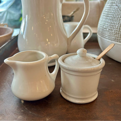 Petite Ironstone Cream & Sugar Pair – Early 1900s English & American Hotelware