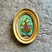 Bouquet sur Vert-French vintage oil on Board