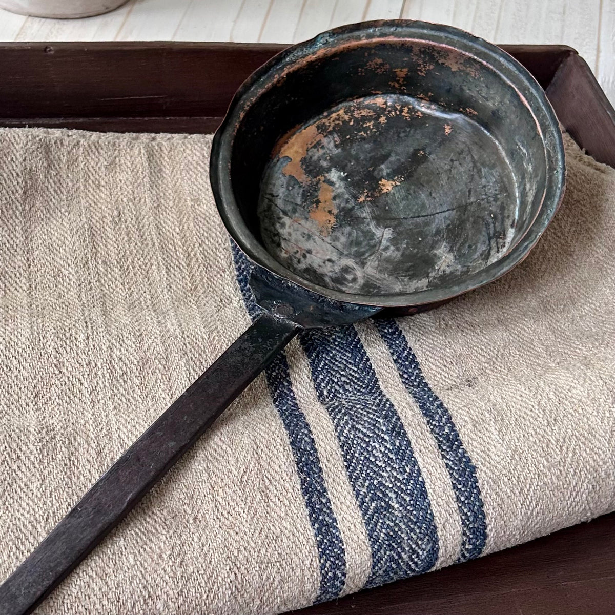 Antique French Copper Saucepan with Forged Iron Handle
Circa 1880–1920