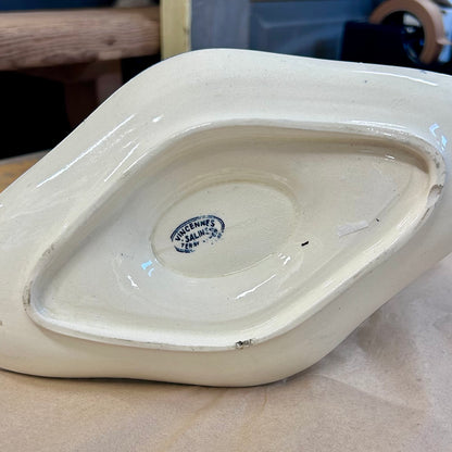 Antique French Salins Terre de Fer Sauce Boat & Underplate