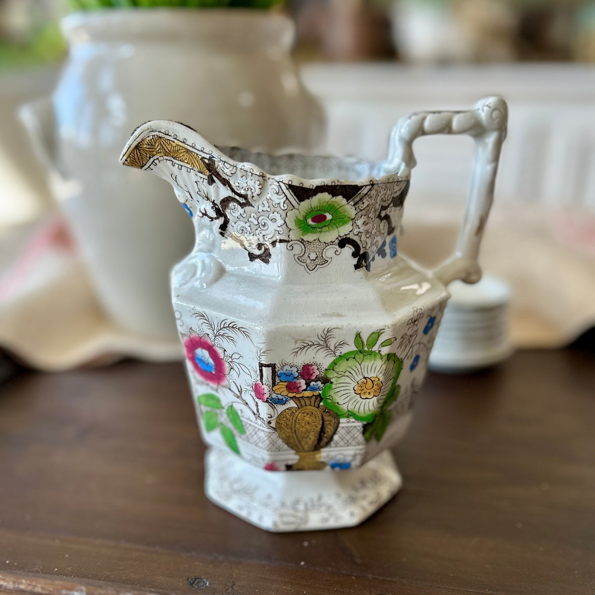 Antique Victorian Transferware Jug / Pitcher c.1850s–1870s