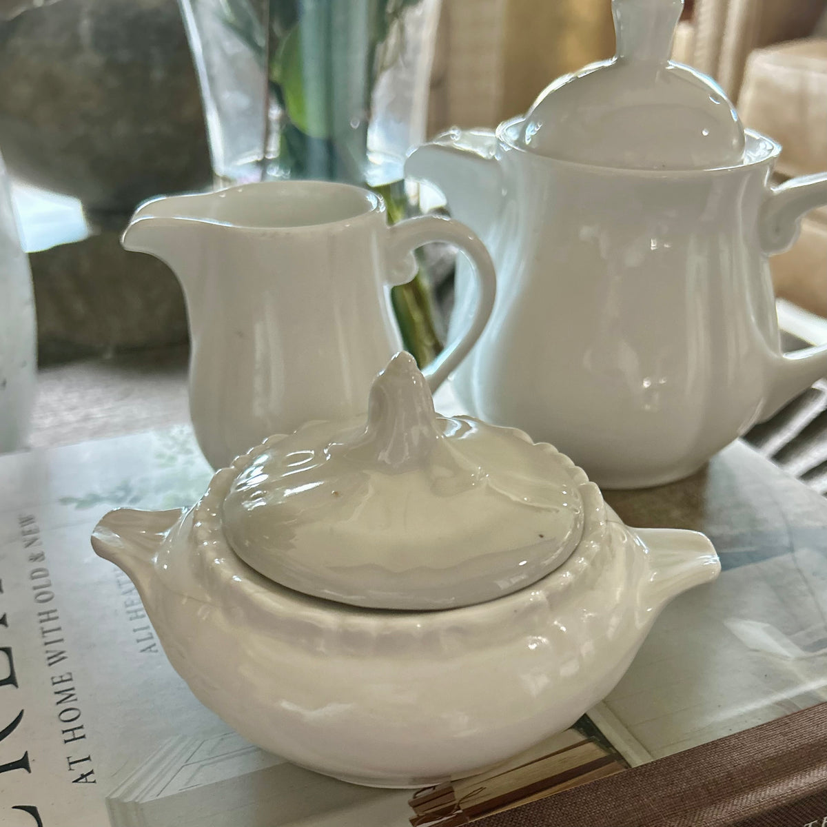 Petite Vintage Ironstone Sugar Bowl