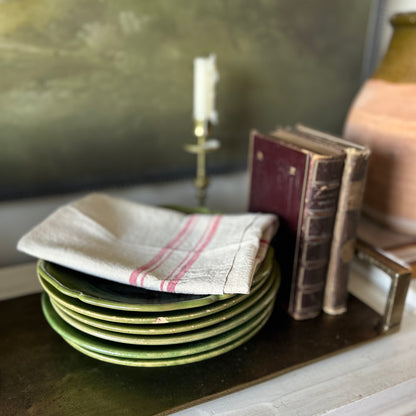 Collected Set of 11 Biot Provence Green Faïence Plates