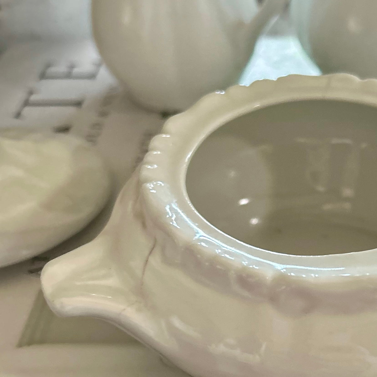 Petite Vintage Ironstone Sugar Bowl