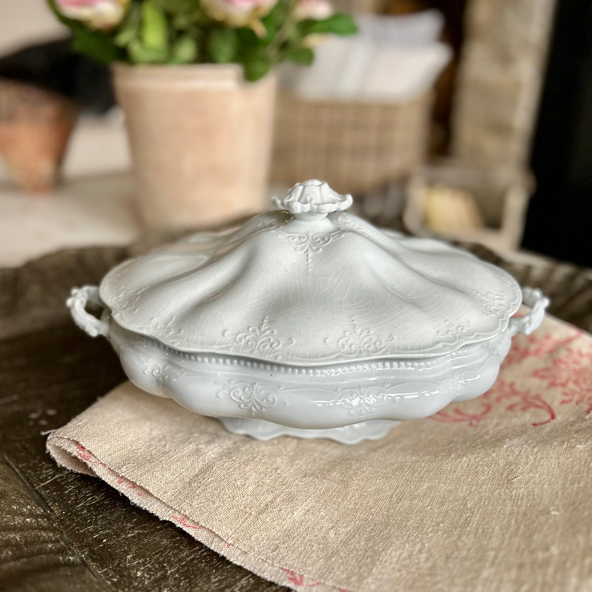 Antique Ironstone Covered Serving Dish – J & G Meakin, Hanley, England