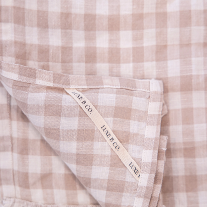 Beige Gingham Linen Ruffle Dish Towel