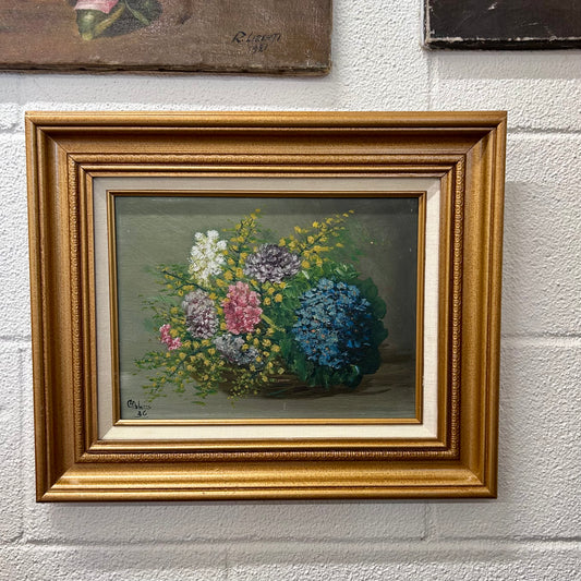 Early 20th Century Floral Still Life Oil Painting – Signed