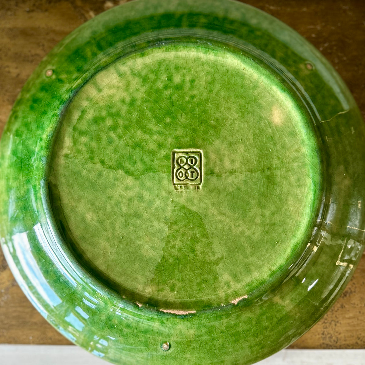 Collected Set of 11 Biot Provence Green Faïence Plates