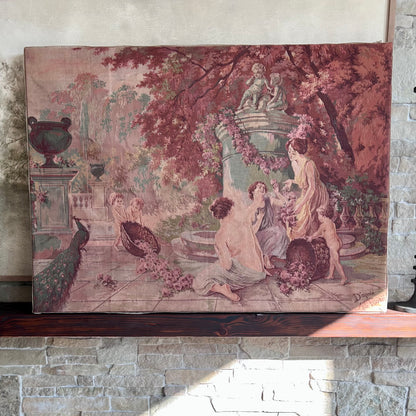 Vintage Italian Mounted Tapestry Panel