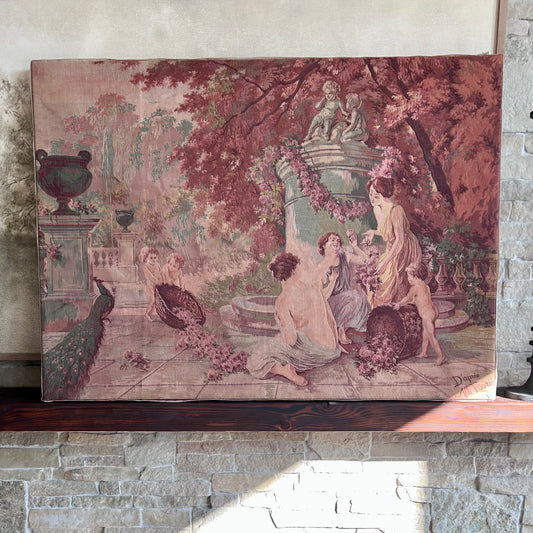 Vintage Italian Mounted Tapestry Panel