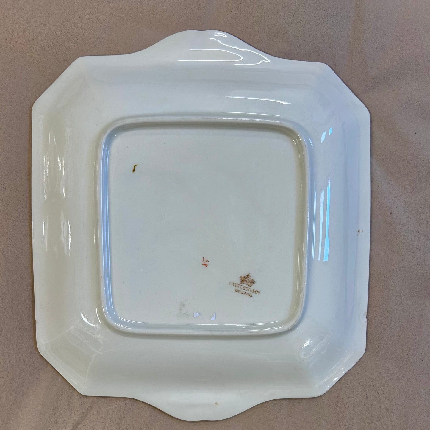 Vintage Myott Chinoiserie Handled Serving Dish, England    c. 1930s–40s