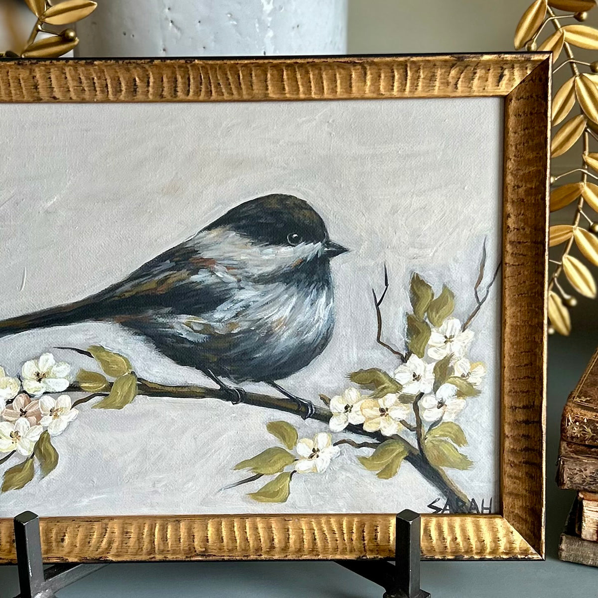 Songbird on Blossom Branch — Original Painting by Sarah Fehr