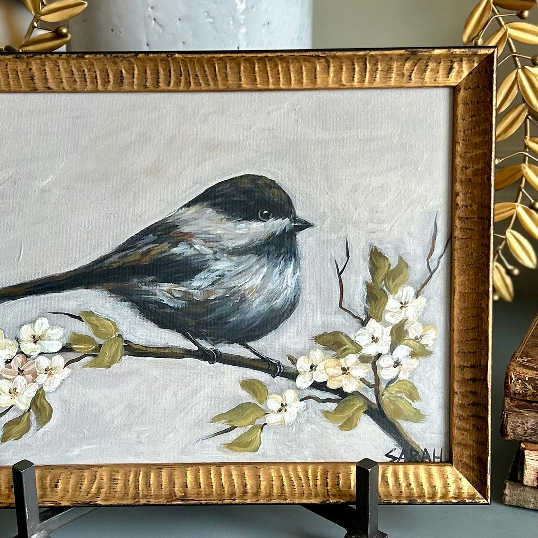 Songbird on Blossom Branch — Original Painting by Sarah Fehr