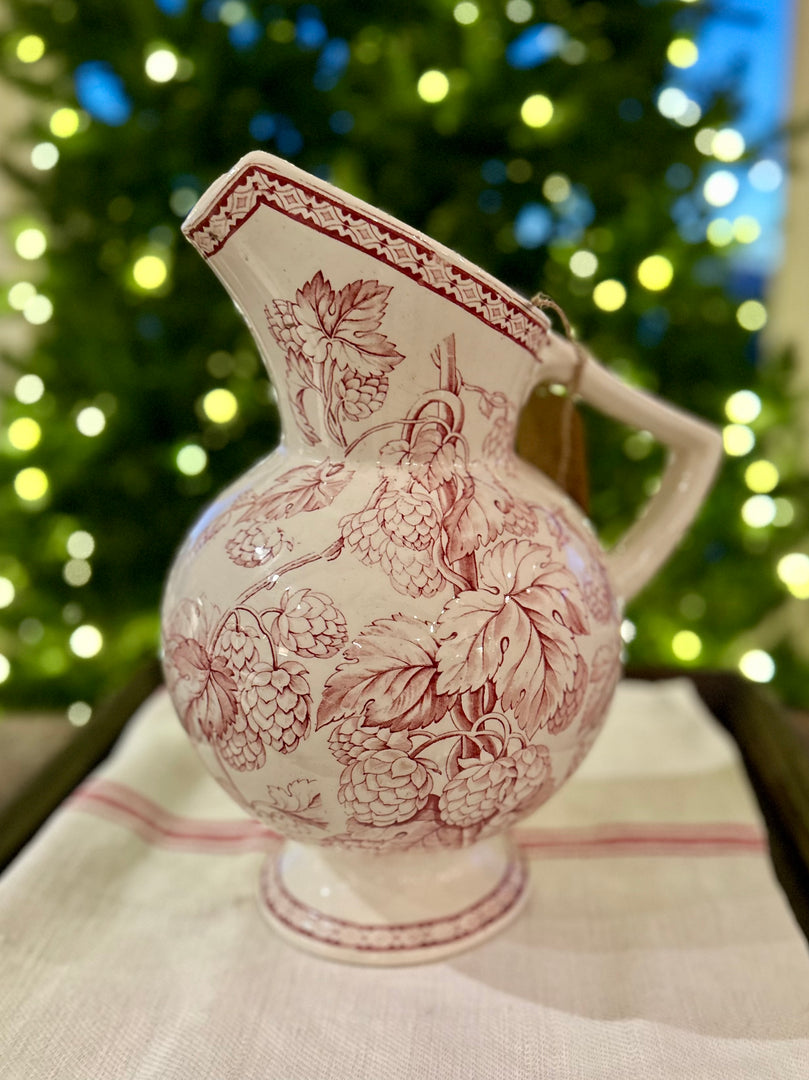 Vintage red transferware pitcher