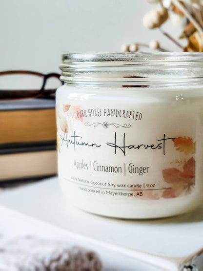 Autumn Harvest Candle, Apples + Cinnamon | Wood Wick | Decor