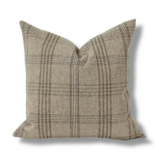 Worthington | Brown and beige neutral plaid pillow cover