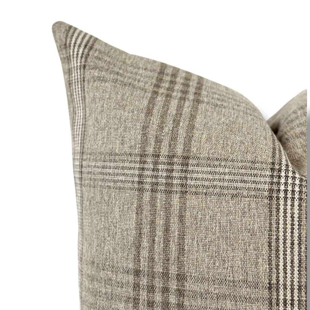 Worthington | Brown and beige neutral plaid pillow cover