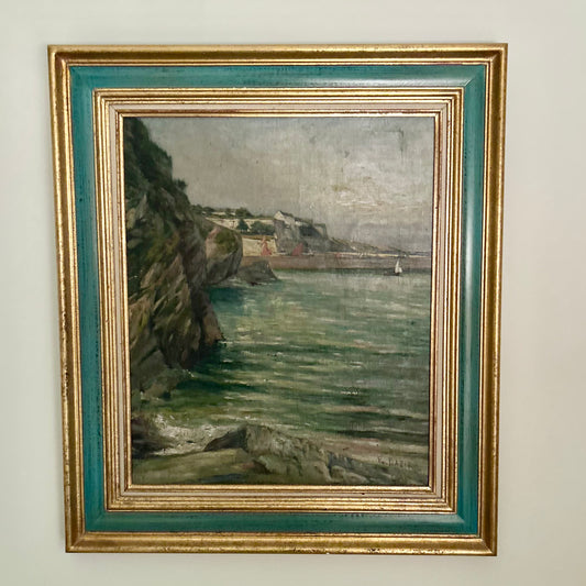 Antique French Coastal Oil Painting, Dated 1895