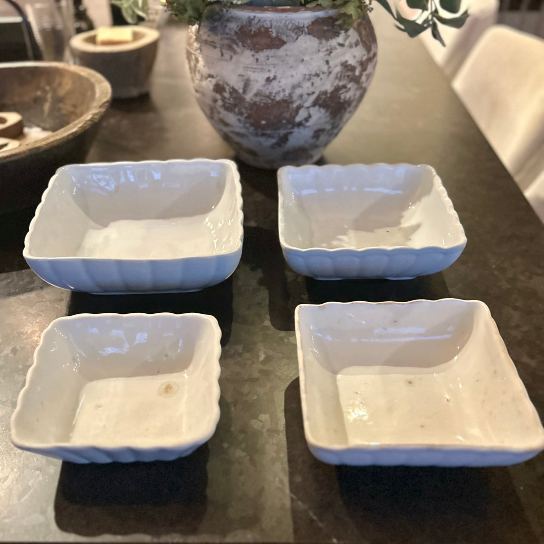 Rare Set of 4 Antique english ironstone bowls