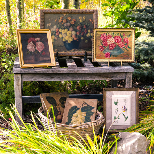 Vintage still life print in gilt frame