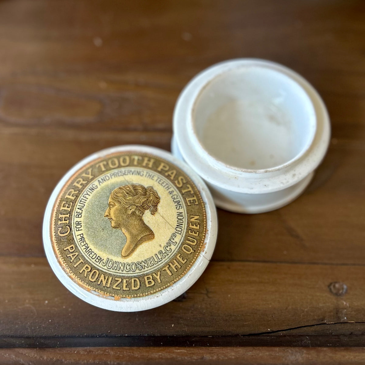 Antique English Cherry Tooth Paste Pot c.1900 by John Gosnell & Co. London