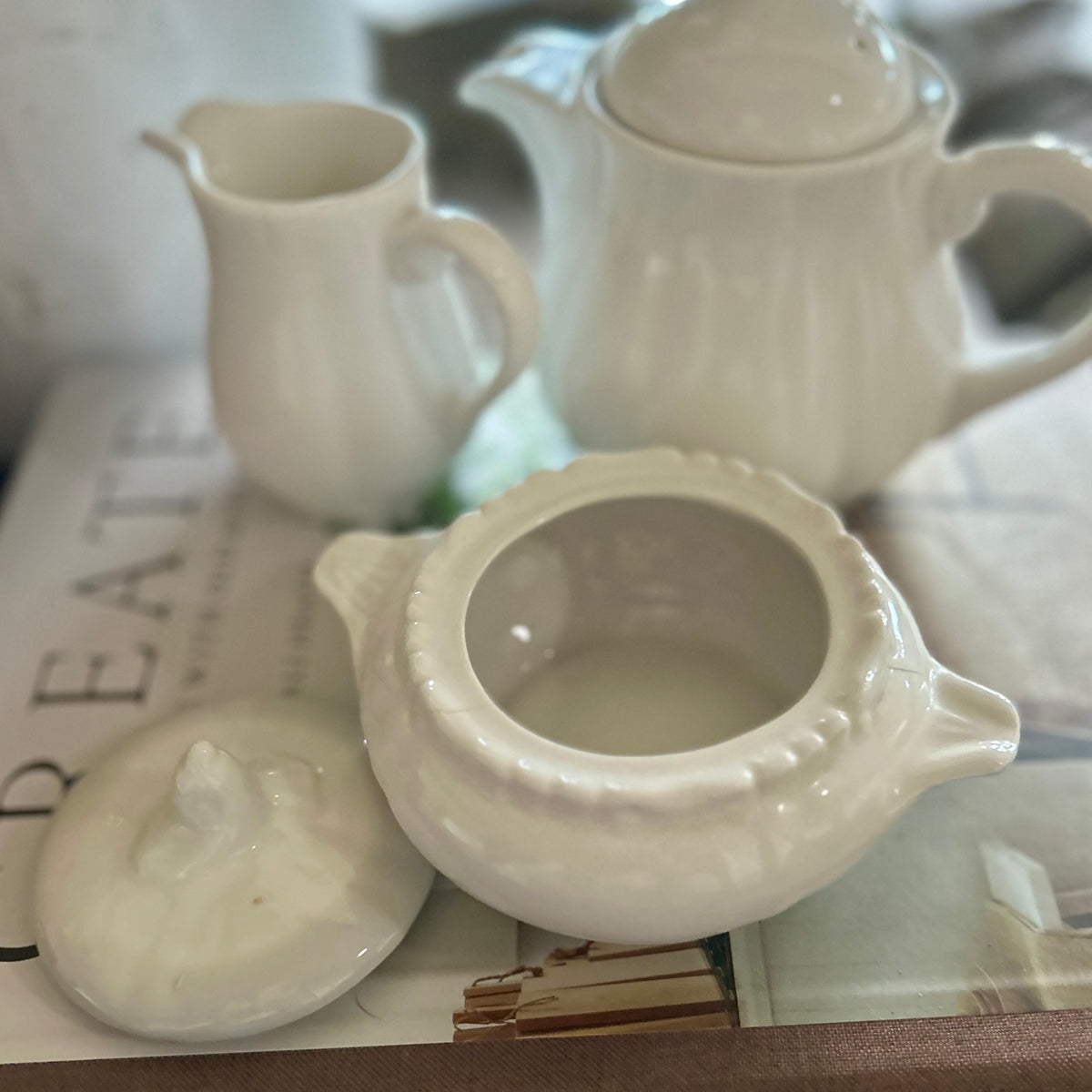 Petite Vintage Ironstone Sugar Bowl