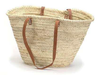 French Market Basket with Leather Handles