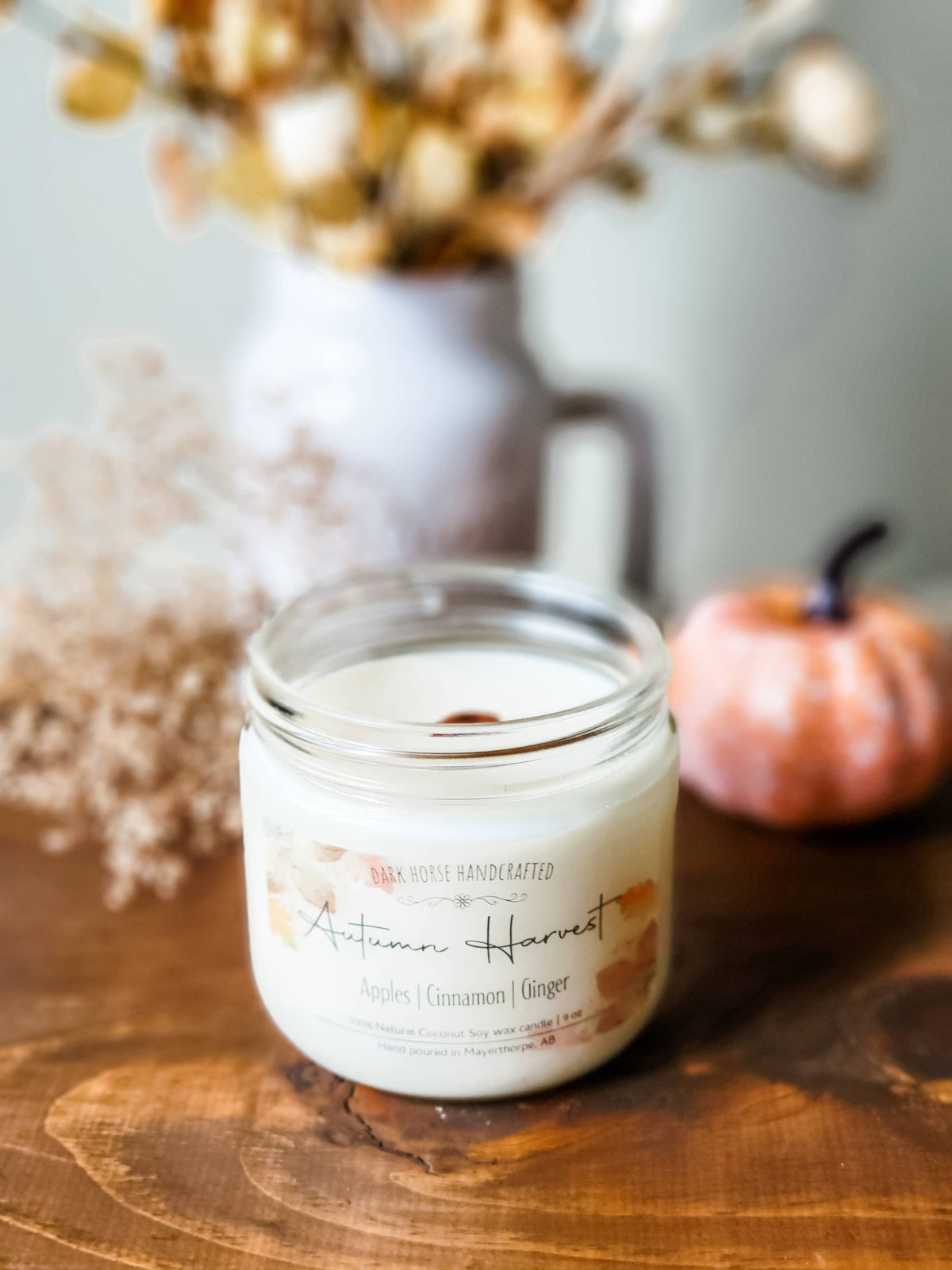 Autumn Harvest Candle, Apples + Cinnamon | Wood Wick | Decor
