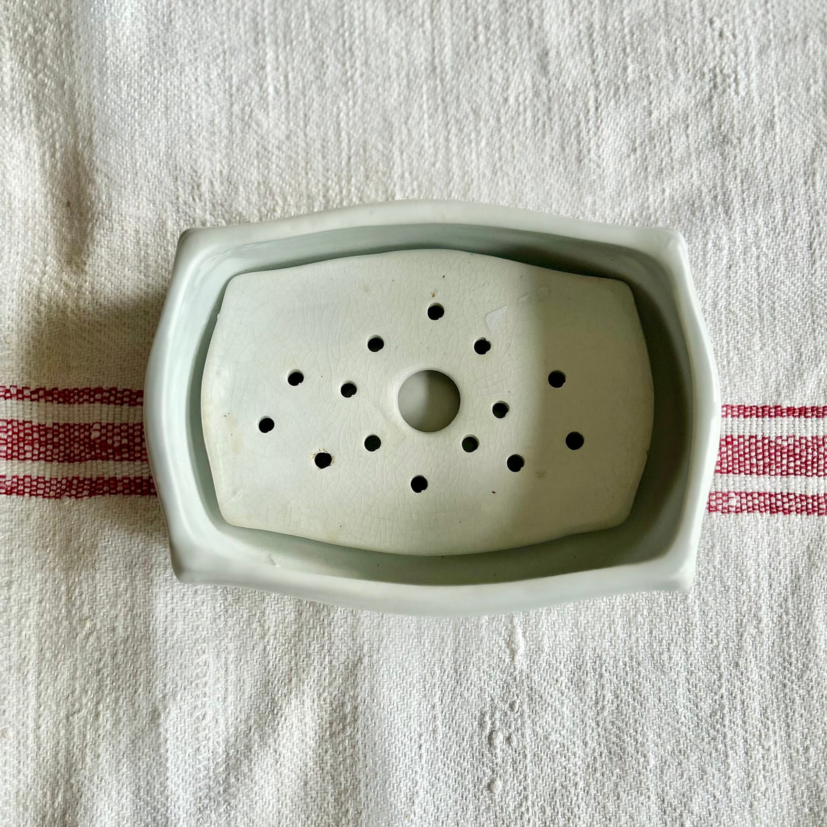 Antique English Ironstone Butter Dish with Drainer