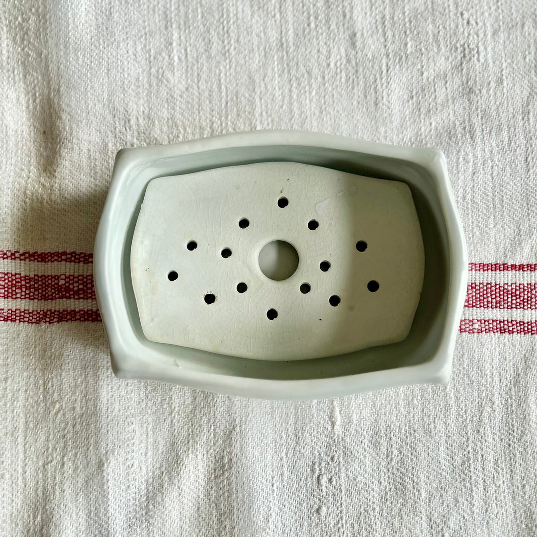 Antique English Ironstone Butter Dish with Drainer