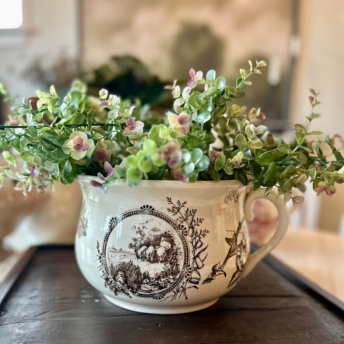 Antique Victorian Transferware Chamber Pot
England, Circa 1860-1890