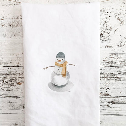 Snowman French linen tea towel