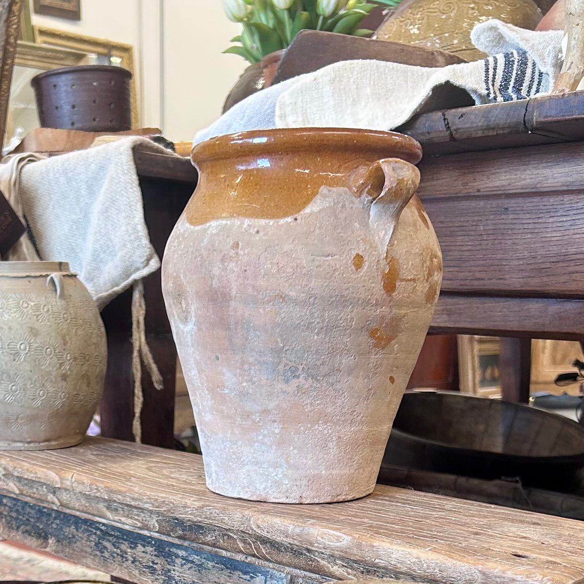Antique Southern European Glazed Earthenware Storage Pot
Circa 1890–1910