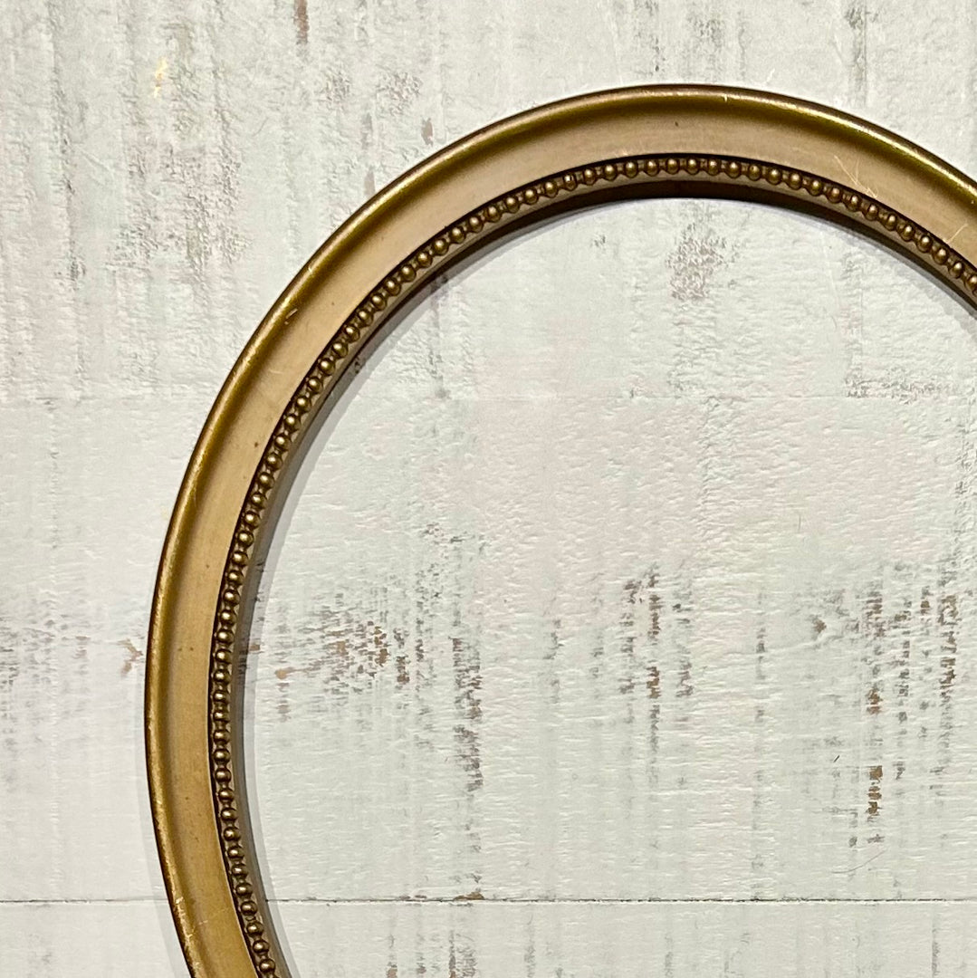 Vintage Oval Wood Frame with Beaded Details