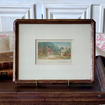 English Countryside Hand-Coloured Etching by Claude H. Rowbotham