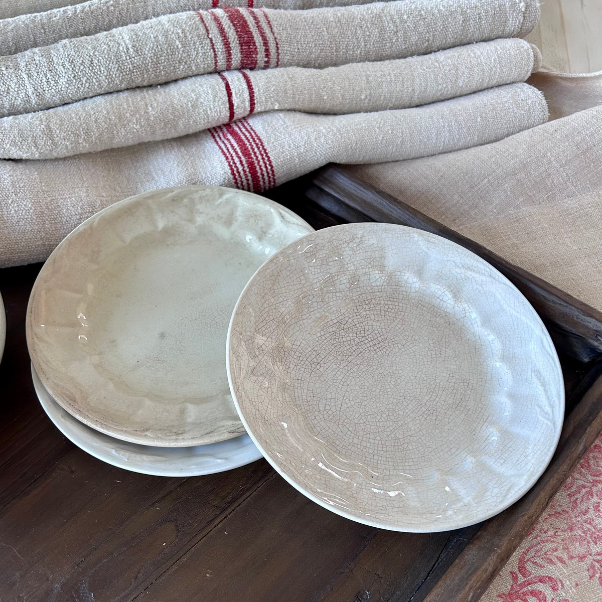 Set of 3 Antique ironston Plates mid-19th century