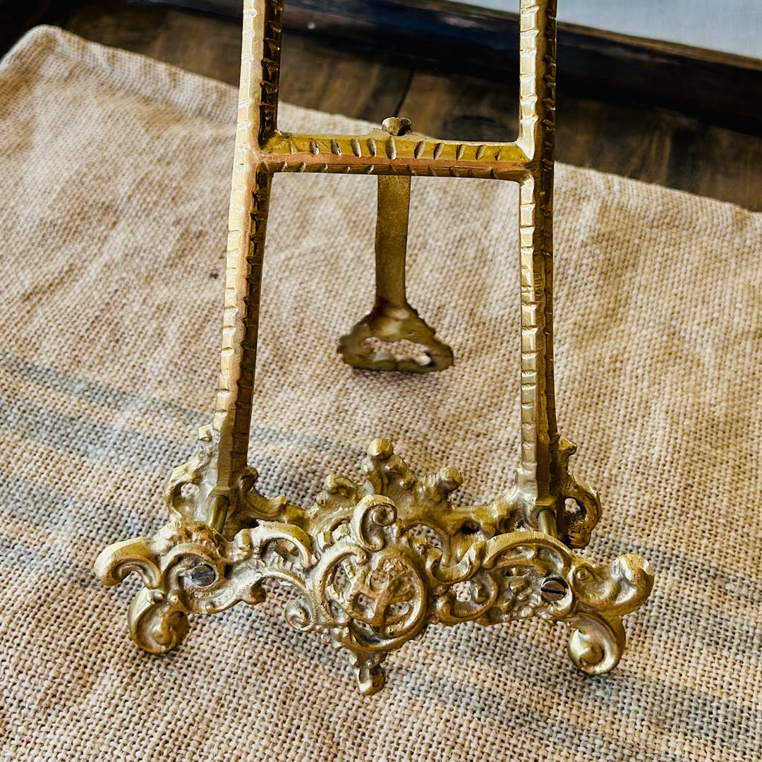 Antique brass easel | rococo revival c.1890