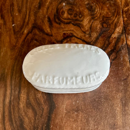 Victorian Rimmel’s Perfume Pomade Box | Antique White Ceramic Vanity Box