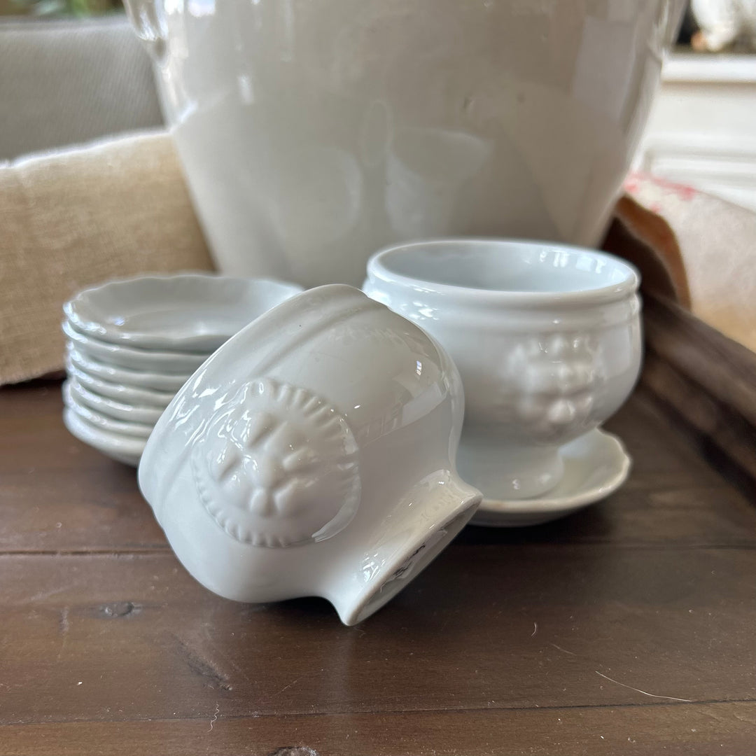 Vintage Mini White Lion Head Bowls, Set of 2
