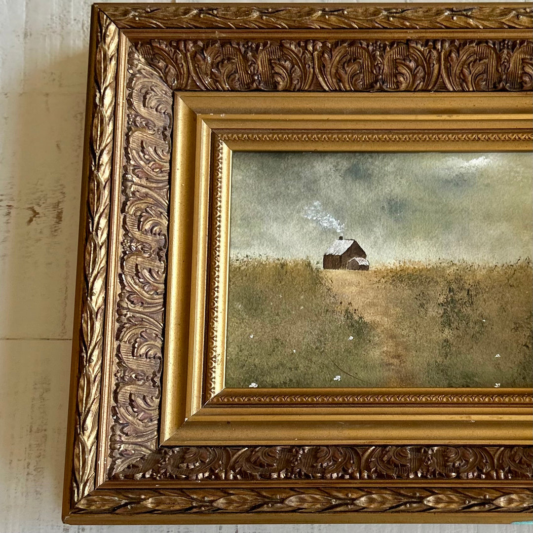 Original Countryside Study in ornate vintage frame