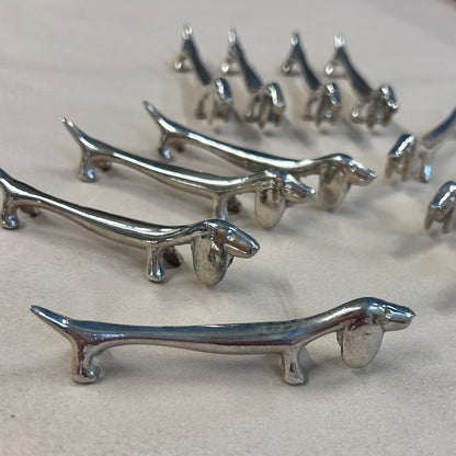 Vintage French Silver-Plated Dachshund Knife Rests – Set of 12
