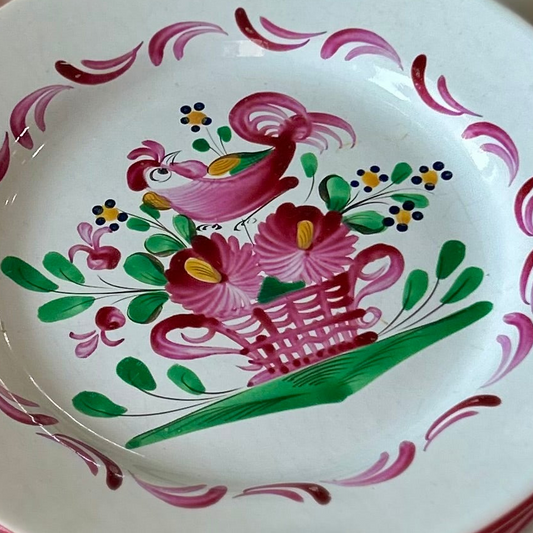 Set of 4 Hand-Painted French Faience Plates