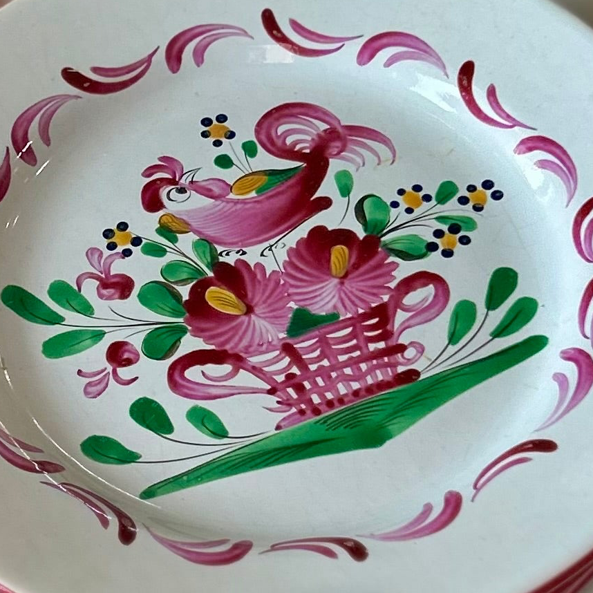 Set of 4 Hand-Painted French Faience Plates