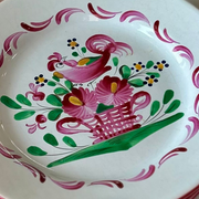 Set of 4 Hand-Painted French Faience Plates