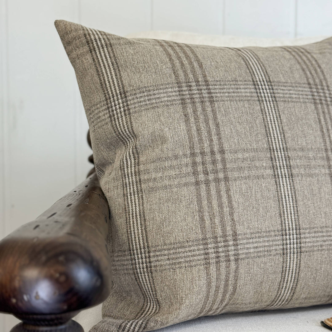 Worthington | Brown and beige neutral plaid pillow cover