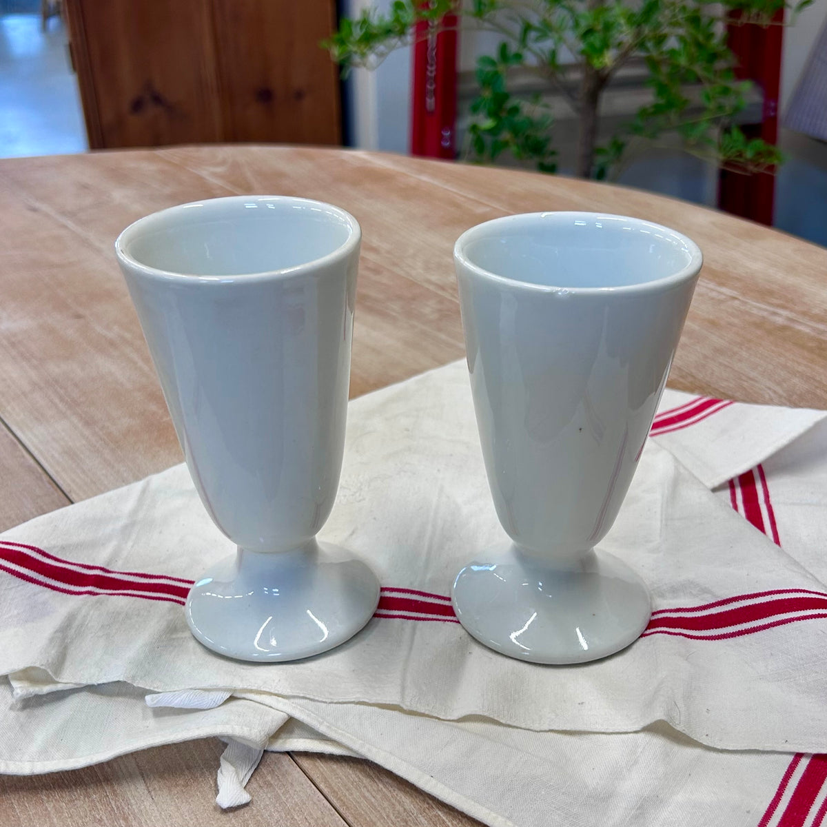 Pair of Vintage French Porcelain Chocolate Cups
