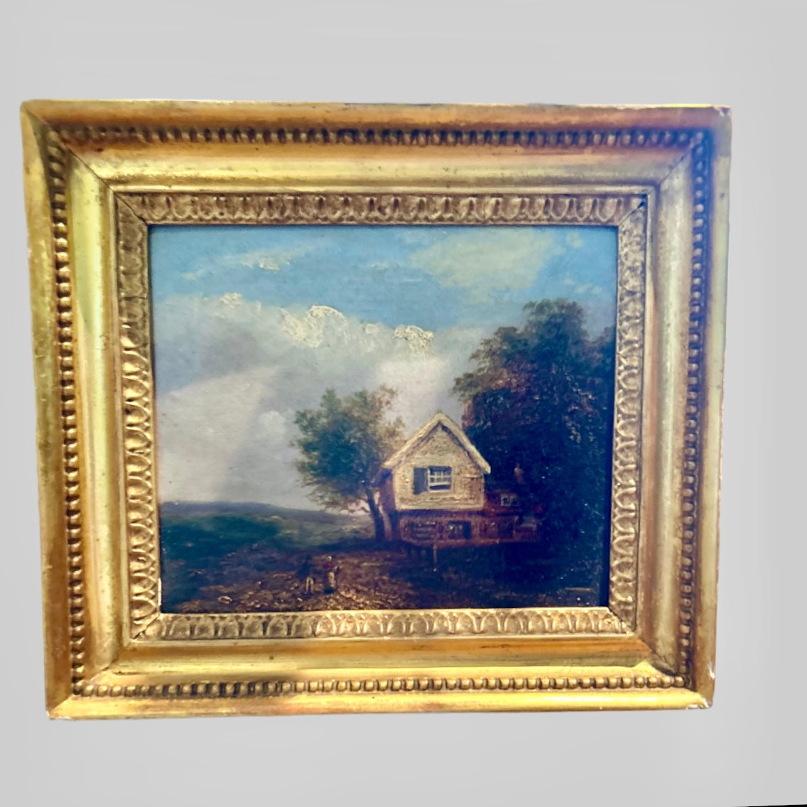 Antique Landscape Oil On Board