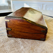 Vintage brass-inlaid wooden box