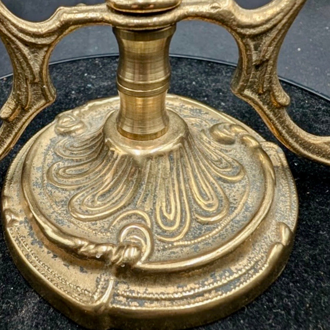 English Antique Brass Two-Arm Candelabrum with Handle