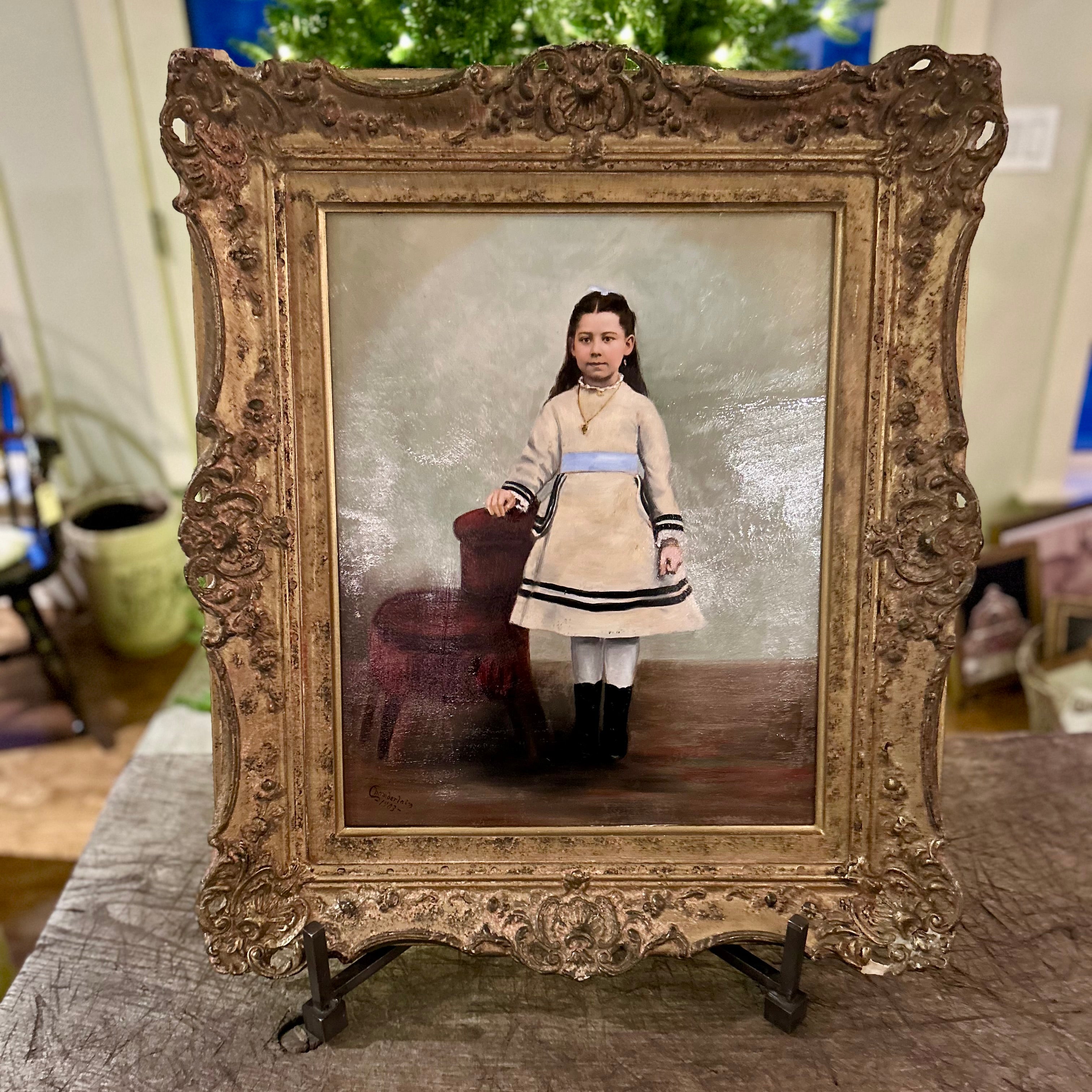 Antique Portrait of an Edwardian Girl — Signed and Dated 1903